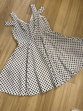 Betsey Johnson Black White Polka Dot Fit & Flare Dress Size M